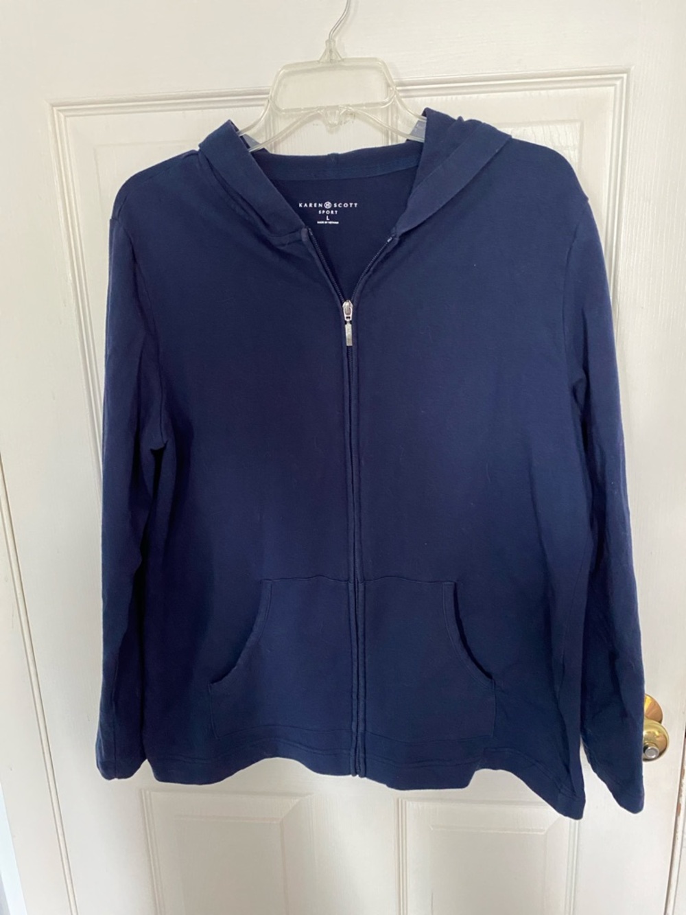 Karen Scott Navy Blue Full-Zip Hoodie Sweater